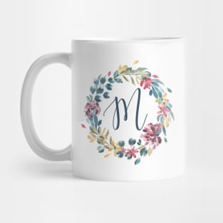 Floral Monogram M Colorful Full Blooms Mug